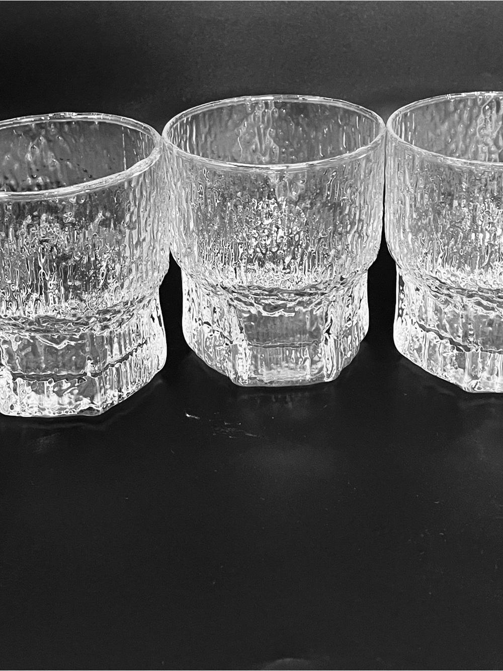 Vtg Scandinavian Style Textured Rocks Glasses Set of 3 Possibly littala Aslak